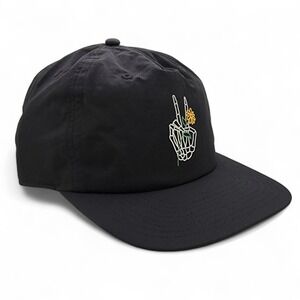 NEFF Pushing Up Daisies Hat‎ Daily Flat Billed Strapback Black Nylon Cap NEW